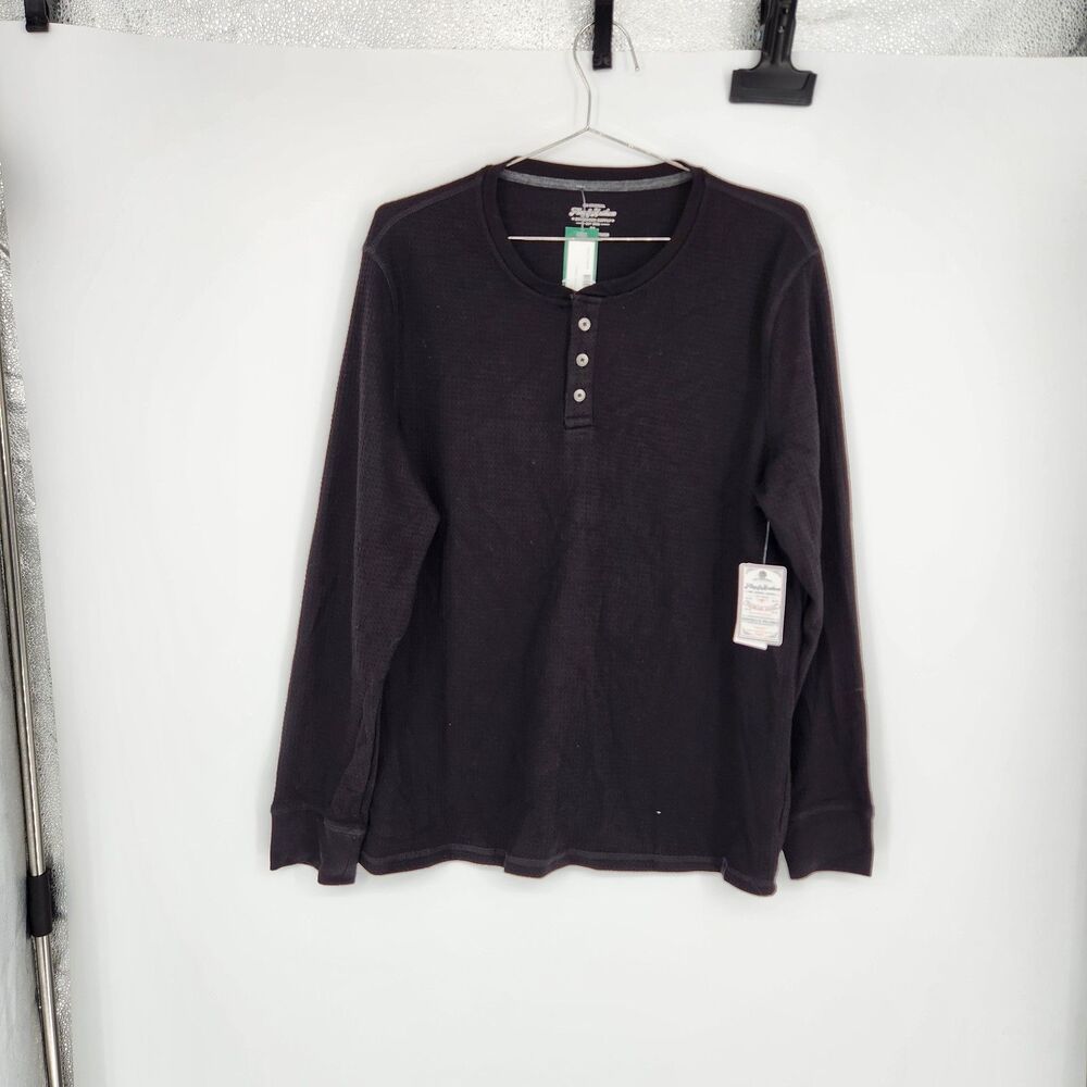 Flag & Anthem Men's Black Medium Chatsworth Waffle Henley NWT